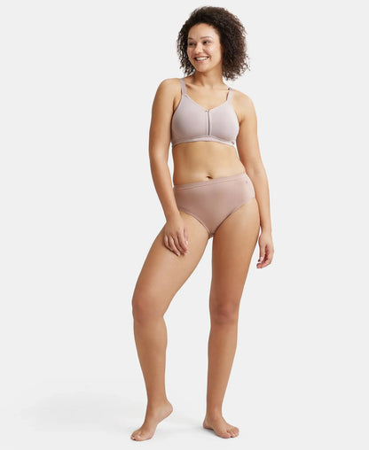 Wirefree Non Padded Super Combed Cotton Elastane Stretch Full Coverage Minimizer Bra - Mocha