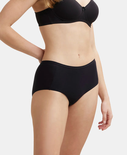 Wirefree Padded Super Combed Cotton Elastane Stretch Full Coverage T-Shirt Bra with Broad Fabric Straps - Black