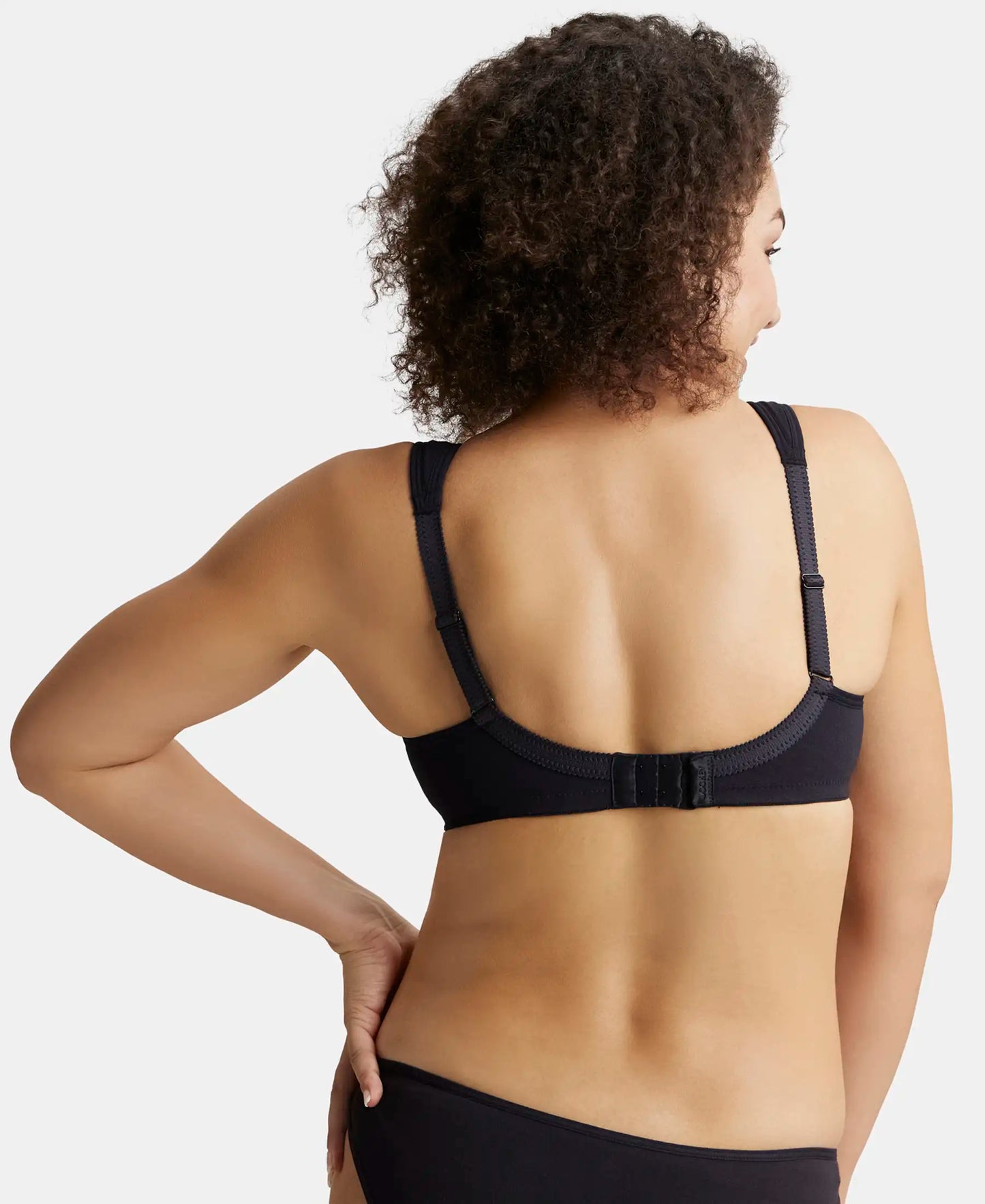 Wirefree Padded Super Combed Cotton Elastane Stretch Full Coverage Plus Size Bra with Broad Cushioned Fabric Strap - Black