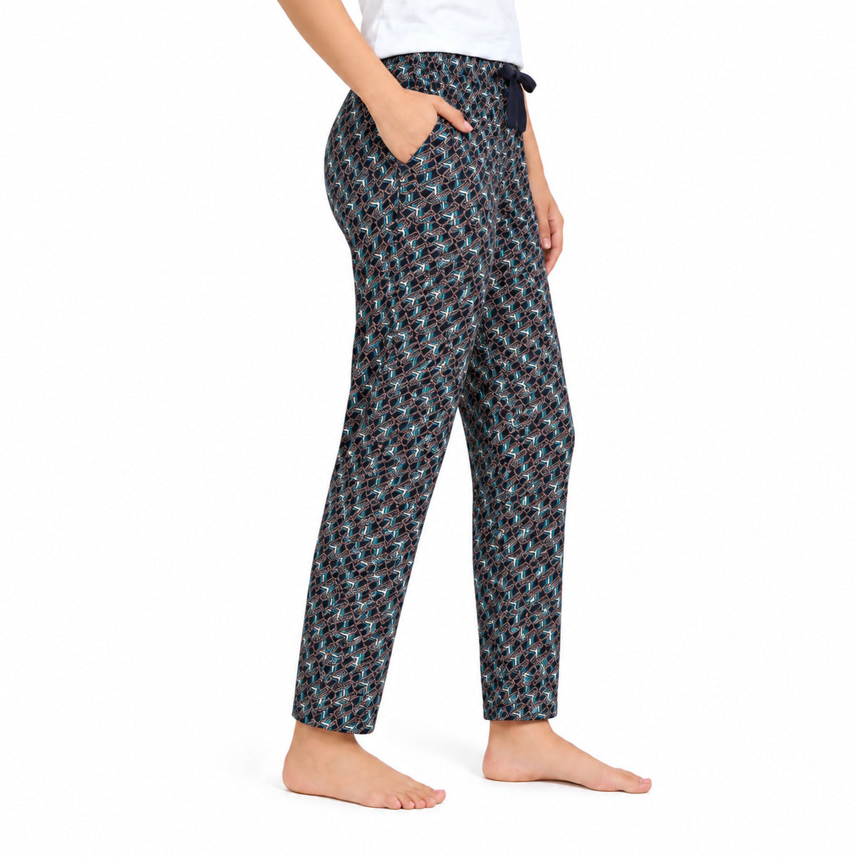 Women’s Printed Pyjama Pants |Print Lounge & Nightwear Bottoms | Elastic Drawstring Waist with Side Pocket | Regular Fit