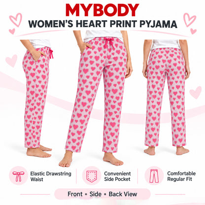 Women’s Printed Pyjama Pants |Print Lounge & Nightwear Bottoms | Elastic Drawstring Waist with Side Pocket | Regular Fit