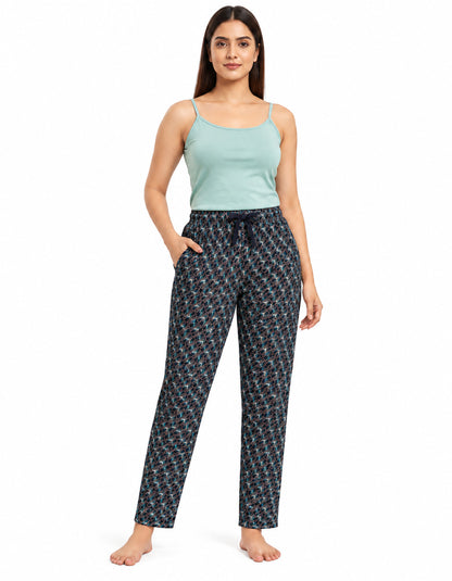 Women’s Printed Pyjama Pants |Print Lounge & Nightwear Bottoms | Elastic Drawstring Waist with Side Pocket | Regular Fit