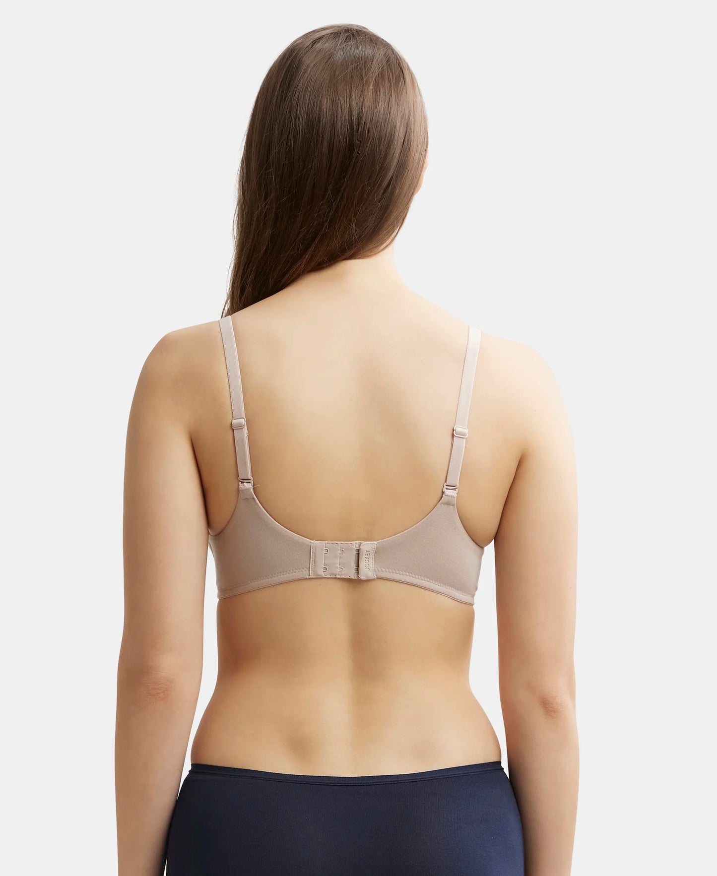 Wirefree Padded Tencel Lyocell Elastane Stretch Full Coverage Multiway T-Shirt Bra with Adjustable Straps - Mushroom