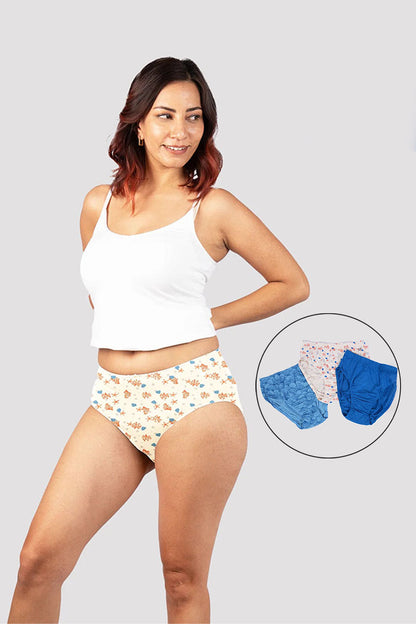 Lavos Bamboo Modal Mid Waist Hipster – Soft Outer Elastic Women’s Underwear - Pack of 3