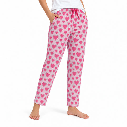 Women’s Printed Pyjama Pants |Print Lounge & Nightwear Bottoms | Elastic Drawstring Waist with Side Pocket | Regular Fit