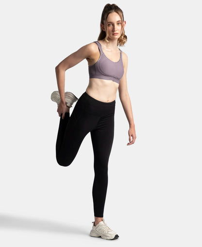 Wirefree Non Padded Microfiber Elastane Stretch Full Coverage Sports Bra with StayDry Treatment - Minimal Grey