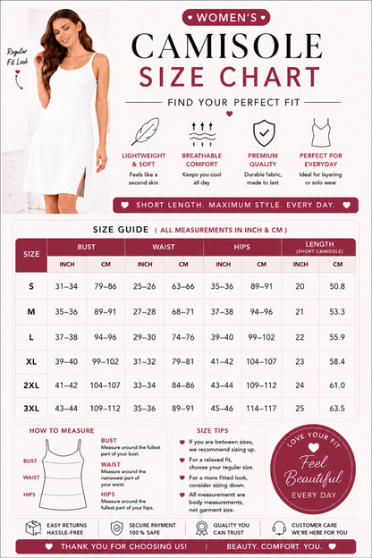 Diana Women’s Long Length Broad Strap Camisole | Soft Breathable Sleeveless Innerwear | Long Cami Top for Daily Wear & Layering